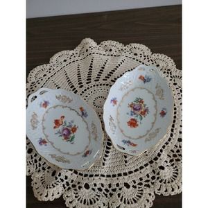 Bavaria Schumann oval serving dishes Germany US Zone floral gold handpainted